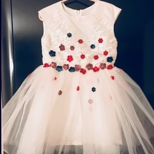 Halabaloo Little Girl's Bouquet Waist Tulle Dress.